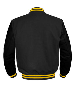 Original American Varsity Black Leather Sleeve Letterman College Baseball Women Wool Jackets #BSL-YSTR-BZ