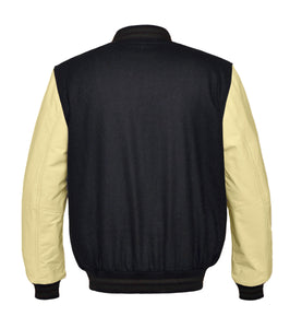 Original American Varsity Cream Leather Sleeve Letterman College Baseball Women Wool Jackets #CRSL-BSTR-CB