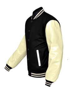 Original American Varsity Real Cream Leather Letterman College Baseball Kid Wool Jackets #CRSL-CRSTR-BB-BBAND