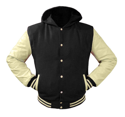 Superb Genuine Cream Leather Sleeve Letterman College Varsity Men Wool Jackets #CRSL-CRSTR-CRB-H