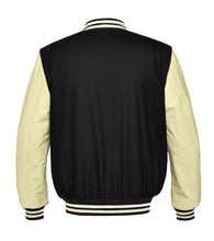 Load image into Gallery viewer, Original American Varsity Real Cream Leather Letterman College Baseball Men Wool Jackets #CRSL-CRSTR-BB-BBAND