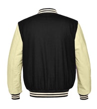 Load image into Gallery viewer, Original American Varsity Real Cream Leather Letterman College Baseball Men Wool Jackets #CRSL-CRSTR-CRB-BBAND