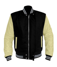 Load image into Gallery viewer, Original American Varsity Cream Leather Sleeve Letterman College Baseball Women Wool Jackets #CRSL-GYSTR-BZ