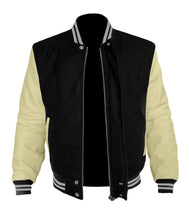 Load image into Gallery viewer, Original American Varsity Cream Leather Sleeve Letterman College Baseball Women Wool Jackets #CRSL-GYSTR-BZ