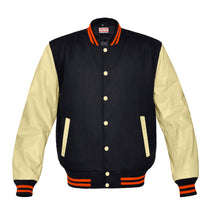 Load image into Gallery viewer, Superb Genuine Cream Leather Sleeve Letterman College Varsity Women Wool Jackets #CRSL-ORSTR-CB