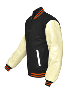 Superb Genuine Cream Leather Sleeve Letterman College Varsity Kid Wool Jackets #CRSL-ORSTR-BB