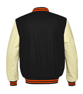 Superb Genuine Cream Leather Sleeve Letterman College Varsity Kid Wool Jackets #CRSL-ORSTR-BB