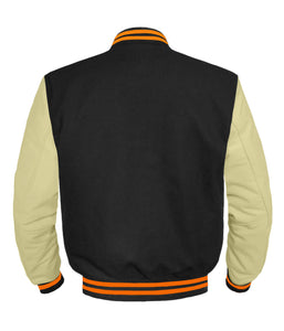Original American Varsity Cream Leather Sleeve Letterman College Baseball Women Wool Jackets #CRSL-ORSTR-BZ