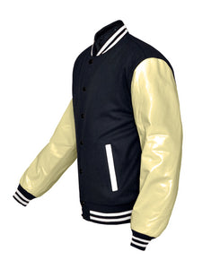 Original American Varsity Real Cream Leather Letterman College Baseball Kid Wool Jackets #CRSL-WSTR-BB-BBAND