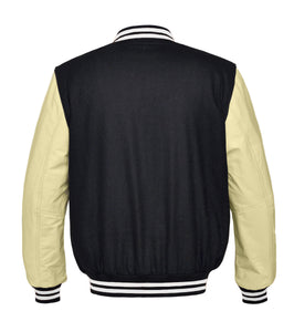 Superb Genuine Cream Leather Sleeve Letterman College Varsity Kid Wool Jackets #CRSL-WSTR-CB-BBAND