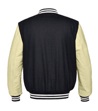 Load image into Gallery viewer, Original American Varsity Real Cream Leather Letterman College Baseball Kid Wool Jackets #CRSL-WSTR-BB-BBAND