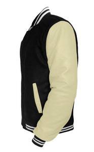 Original American Varsity Cream Leather Sleeve Letterman College Baseball Men Wool Jackets #CRSL-WSTR-BZ