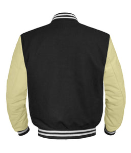 Original American Varsity Cream Leather Sleeve Letterman College Baseball Men Wool Jackets #CRSL-WSTR-BZ