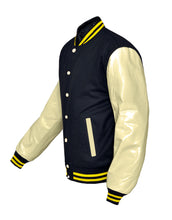 Load image into Gallery viewer, Original American Varsity Real Cream Leather Letterman College Baseball Women Wool Jackets #CRSL-YSTR-CB-BBAND