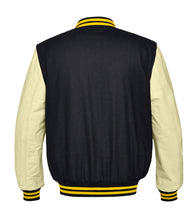 Load image into Gallery viewer, Superb Genuine Cream Leather Sleeve Letterman College Varsity Men Wool Jackets #CRSL-YSTR-BB