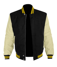 Load image into Gallery viewer, Original American Varsity Cream Leather Sleeve Letterman College Baseball Women Wool Jackets #CRSL-YSTR-BZ