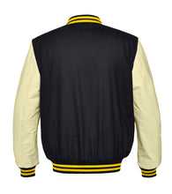 Load image into Gallery viewer, Original American Varsity Real Cream Leather Letterman College Baseball Men Wool Jackets #CRSL-YSTR-YB-BBAND