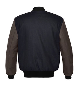 Original American Varsity Dark Brown Leather Sleeve Letterman College Baseball Women Wool Jackets #DBRSL-BSTR-BB_BBand