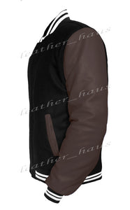 Original American Varsity Dark Brown Leather Sleeve Letterman College Baseball Men Wool Jackets #DBRSL-WSTR-BZ