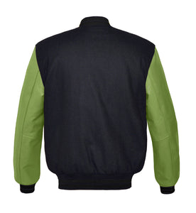 Original American Varsity Green Leather Sleeve Letterman College Baseball Men Wool Jackets #GRSL-BSTR-BB