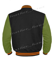 Load image into Gallery viewer, Original American Varsity Green Leather Sleeve Letterman College Baseball Kid Wool Jackets #GRSL-ORSTR-BZ