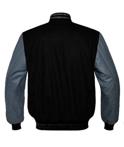 Superb Genuine Grey Leather Sleeve Letterman College Varsity Men Wool Jackets #GYSL-BSTR-GYB