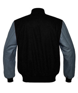 Original American Varsity Real Grey Leather Letterman College Baseball Kid Wool Jackets #GYSL-BSTR-BB-BBAND