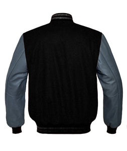 Superb Genuine Grey Leather Sleeve Letterman College Varsity Kid Wool Jackets #GYSL-BSTR-BB
