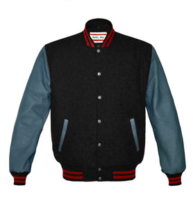 Superb Genuine Grey Leather Sleeve Letterman College Varsity Kid Wool Jackets #GYSL-RSTR-GYB