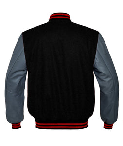 Superb Genuine Grey Leather Sleeve Letterman College Varsity Kid Wool Jackets #GYSL-RSTR-RB