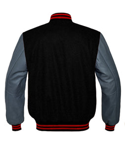 Superb Genuine Grey Leather Sleeve Letterman College Varsity Kid Wool Jackets #GYSL-RSTR-GYB