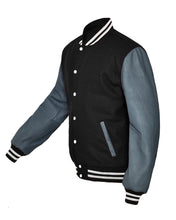 Load image into Gallery viewer, Superb Genuine Grey Leather Sleeve Letterman College Varsity Women Wool Jackets #GYSL-WSTR-WB