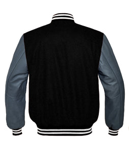 Superb Genuine Grey Leather Sleeve Letterman College Varsity Men Wool Jackets #GYSL-WSTR-GYB