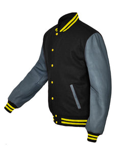 Superb Genuine Grey Leather Sleeve Letterman College Varsity Kid Wool Jackets #GYSL-YSTR-YB