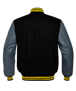 Superb Genuine Grey Leather Sleeve Letterman College Varsity Men Wool Jackets #GYSL-YSTR-GYB