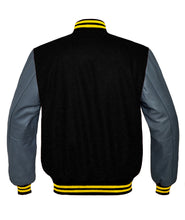 Load image into Gallery viewer, Superb Genuine Grey Leather Sleeve Letterman College Varsity Kid Wool Jackets #GYSL-YSTR-YB