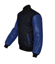 Load image into Gallery viewer, Original American Varsity Navy Leather Sleeve Letterman College Baseball Kid Wool Jackets #NVSL-BSTR-BB_BBand