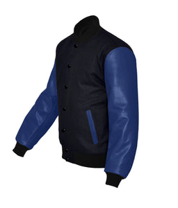 Original American Varsity Navy Leather Sleeve Letterman College Baseball Men Wool Jackets #NVSL-BSTR-BB_BBand