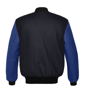 Original American Varsity Navy Leather Sleeve Letterman College Baseball Kid Wool Jackets #NVSL-BSTR-BB_BBand