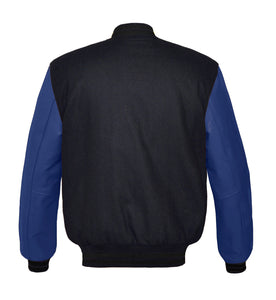 Original American Varsity Navy Leather Sleeve Letterman College Baseball Kid Wool Jackets #NVSL-BSTR-BB