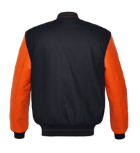 Load image into Gallery viewer, Superb Genuine Orange Leather Sleeve Letterman College Varsity Kid Wool Jackets #ORSL-BSTR-OB