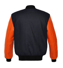 Load image into Gallery viewer, Original American Varsity Real Orange Leather Letterman College Baseball Kid Wool Jackets #ORSL-BSTR-OB-Bband