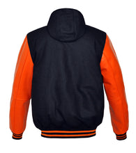 Load image into Gallery viewer, Superb Genuine Orange Leather Sleeve Letterman College Varsity Men Wool Jackets #ORSL-ORSTR-ORB-H