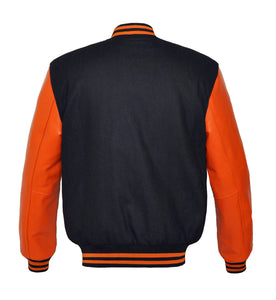 Original American Varsity Real Orange Leather Letterman College Baseball Women Wool Jackets #ORSL-ORSTR-BB-BBand