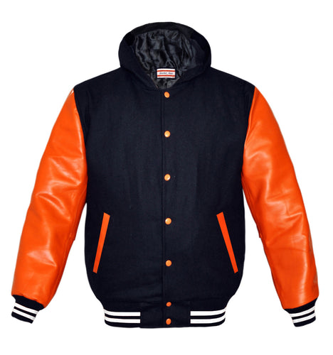 Superb Genuine Orange Leather Sleeve Letterman College Varsity Kid Wool Jackets #ORSL-WSTR-OB-H