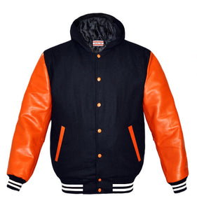 Superb Genuine Orange Leather Sleeve Letterman College Varsity Kid Wool Jackets #ORSL-WSTR-OB-H