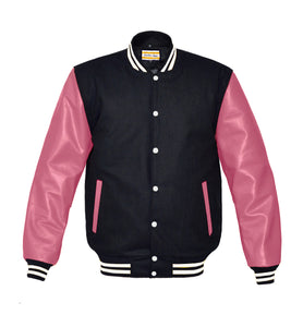 Original American Varsity Real Pink Leather Letterman College Baseball Men Wool Jackets #PKSL-WSTR-WB-BBand