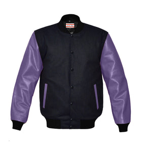 Original American Varsity Real Purple Leather Letterman College Baseball Men Wool Jackets #PRSL-BSTR-BB-Bband