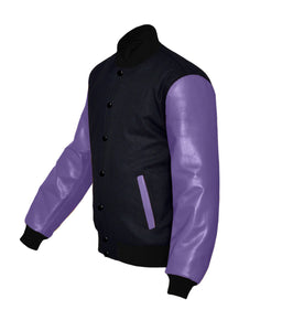 Original American Varsity Real Purple Leather Letterman College Baseball Men Wool Jackets #PRSL-BSTR-BB-Bband