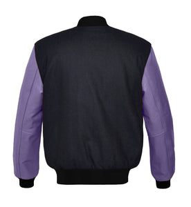 Original American Varsity Real Purple Leather Letterman College Baseball Men Wool Jackets #PRSL-BSTR-BB-Bband